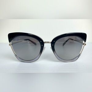 Emilio Pucci EP 0074S 05C Women Mirror Black Cat Eye Sunglasses Gray Lens 55mm